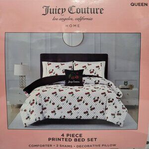 Juicy Couture Cherry Print 4 piece QUEEN Comforter Set  NWT